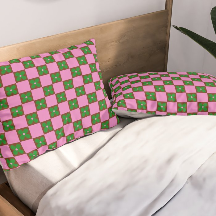 Billie - Floral Checker Pillow Sham Gallery Image 2