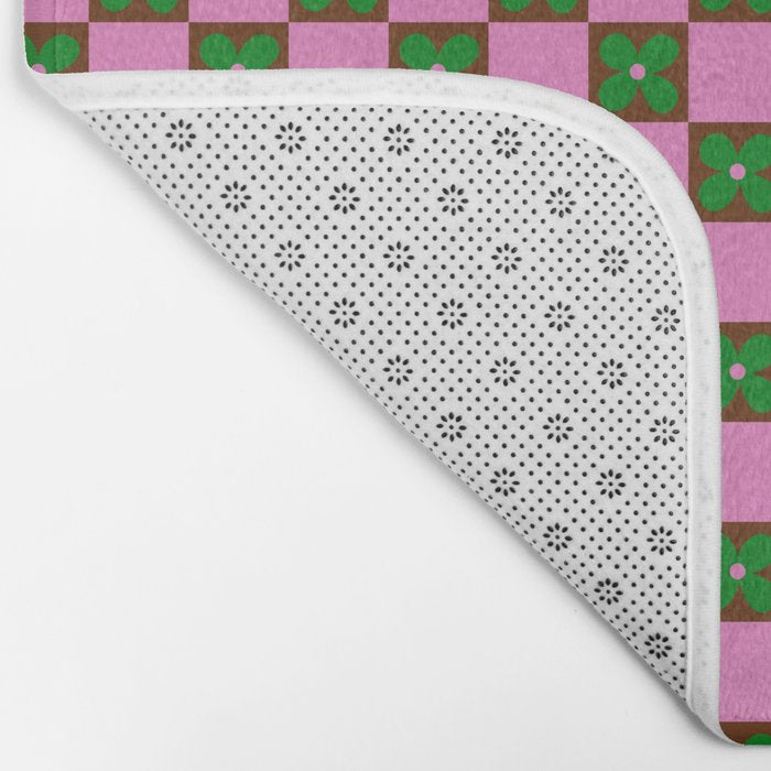 Billie - Floral Checker Bath Mat Gallery Image 2