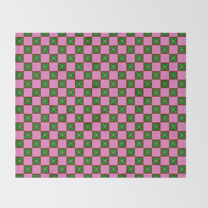 Billie - Floral Checker Throw Blanket Gallery Image 2