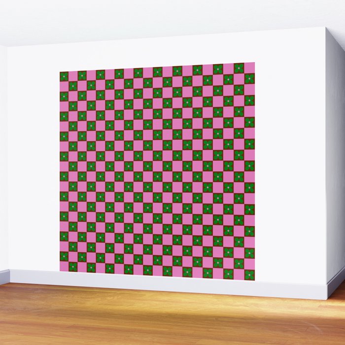 Billie - Floral Checker Wall Mural Gallery Image 2