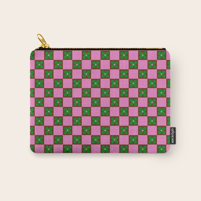 Billie - Floral Checker Carry All Pouch Gallery Image 1