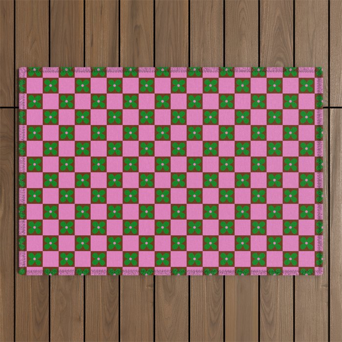 Billie - Floral Checker Outdoor Rug Gallery Image 1