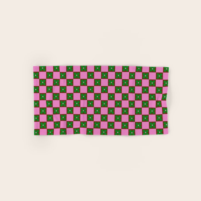 Billie - Floral Checker Bath Towel Gallery Image 1