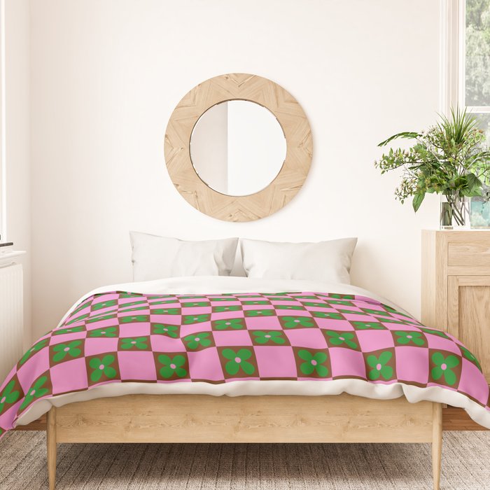 Billie - Floral Checker Duvet Cover Gallery Image 3
