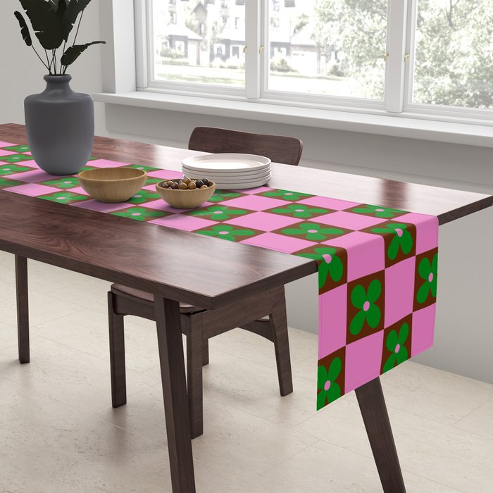 Billie - Floral Checker Table Runner Gallery Image 2