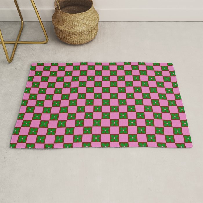 Billie - Floral Checker Rug Gallery Image 1