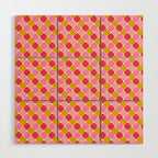 Checkered Geometric Shapes - Pink, Red, Yellow Wood Wall Art Gallery Image 1