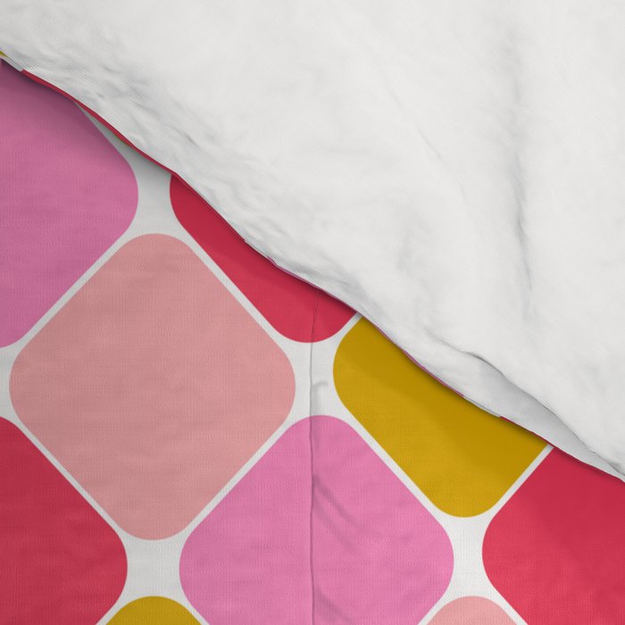 Checkered Geometric Shapes - Pink, Red, Yellow Comforter Gallery Image 4