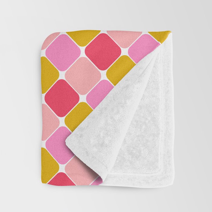 Checkered Geometric Shapes - Pink, Red, Yellow Throw Blanket Gallery Image 3
