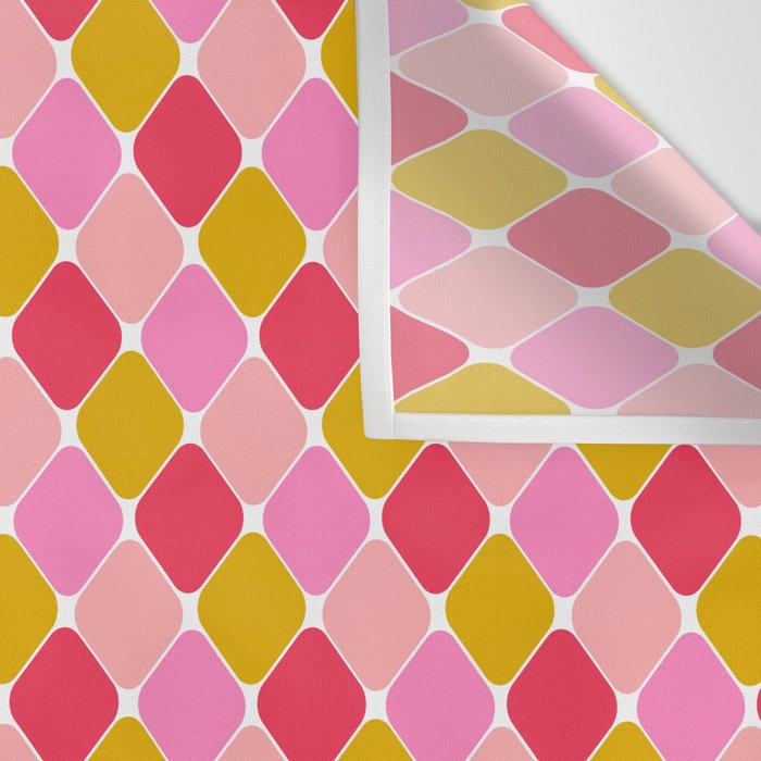 Checkered Geometric Shapes - Pink, Red, Yellow Wall Tapestry Gallery Image 3