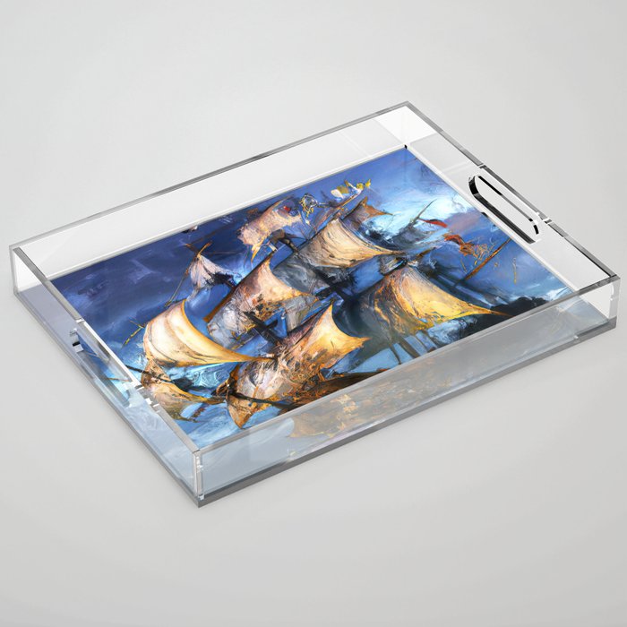 Ancient Spanish Galleon Acrylic Tray Gallery Image 1
