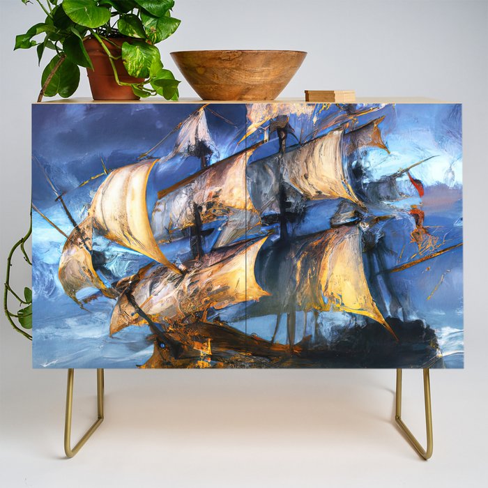 Ancient Spanish Galleon Credenza