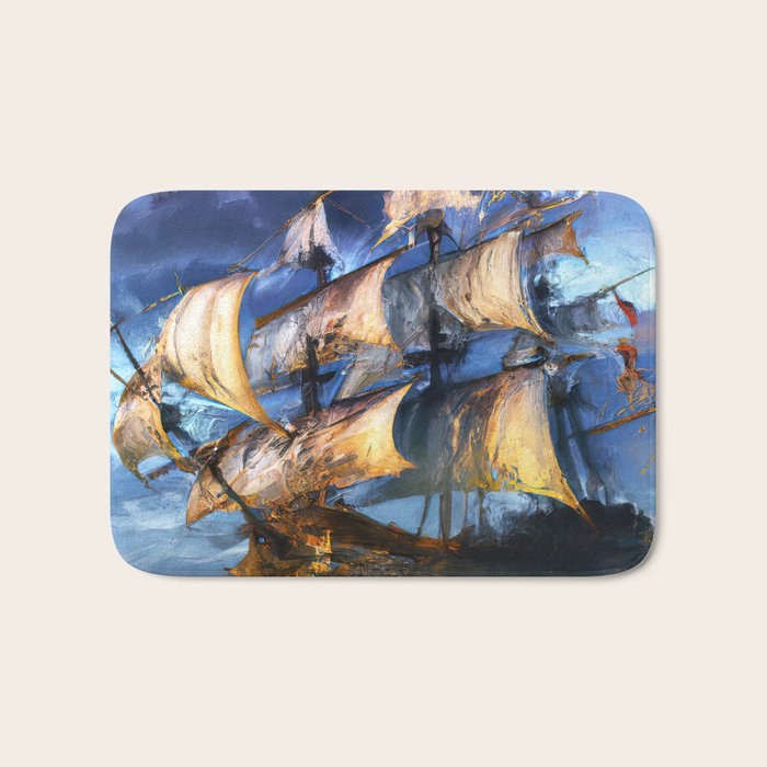 Ancient Spanish Galleon Bath Mat Gallery Image 1