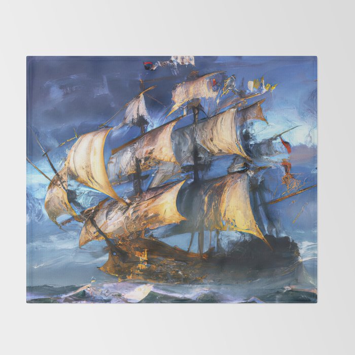 Ancient Spanish Galleon Throw Blanket Gallery Image 2
