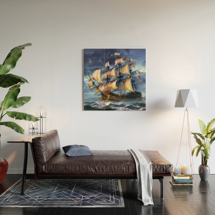 Ancient Spanish Galleon Wood Wall Art Gallery Image 2