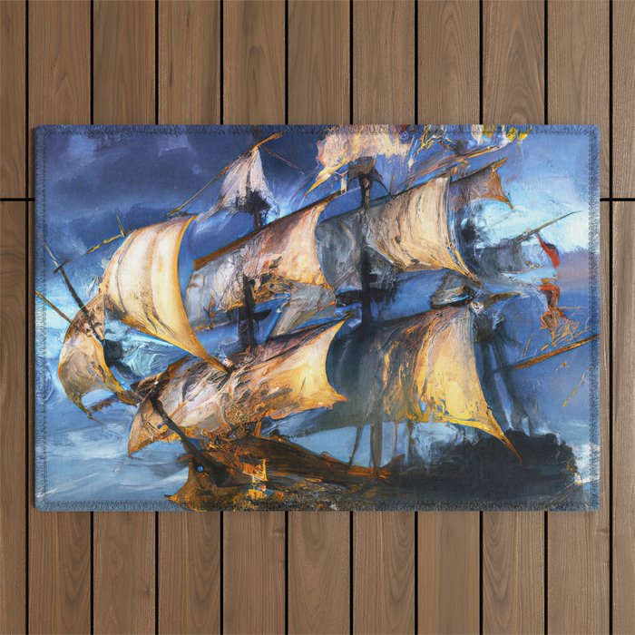 Ancient Spanish Galleon Outdoor Rug Gallery Image 1