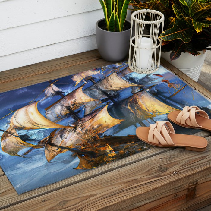 Ancient Spanish Galleon Outdoor Rug Gallery Image 2