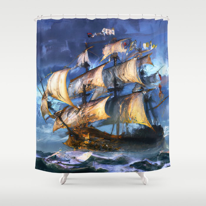 Ancient Spanish Galleon Shower Curtain Gallery Image 1
