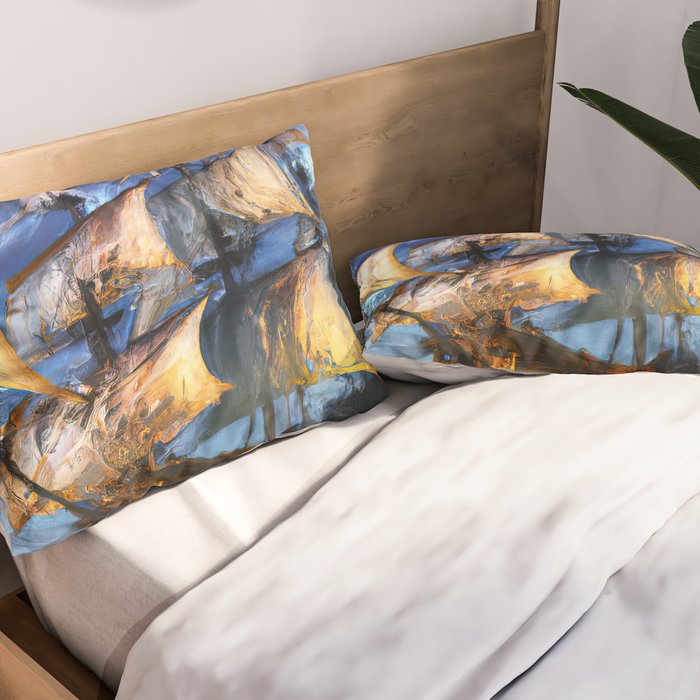 Ancient Spanish Galleon Pillow Sham Gallery Image 2