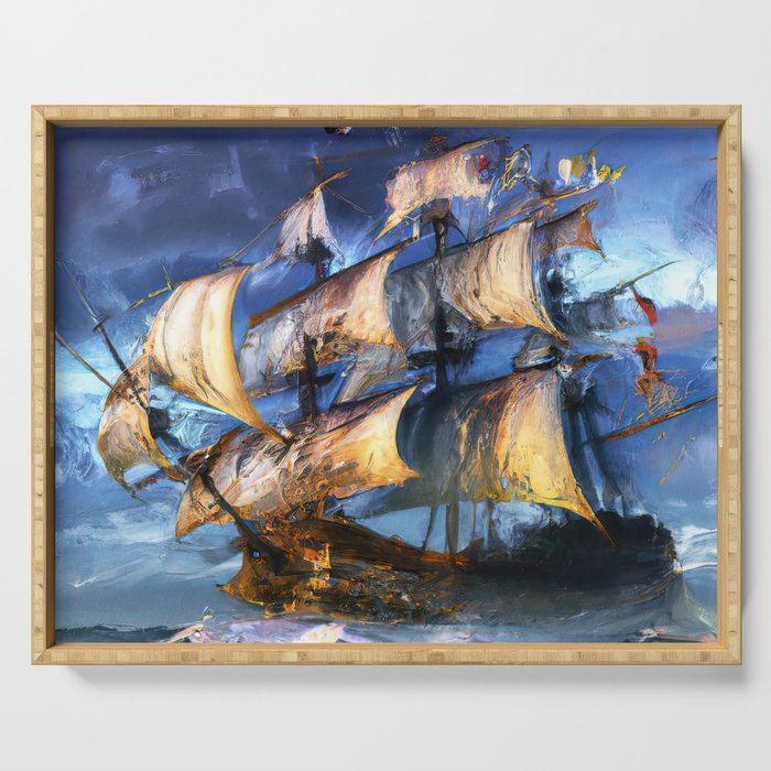 Ancient Spanish Galleon Serving Tray Gallery Image 1