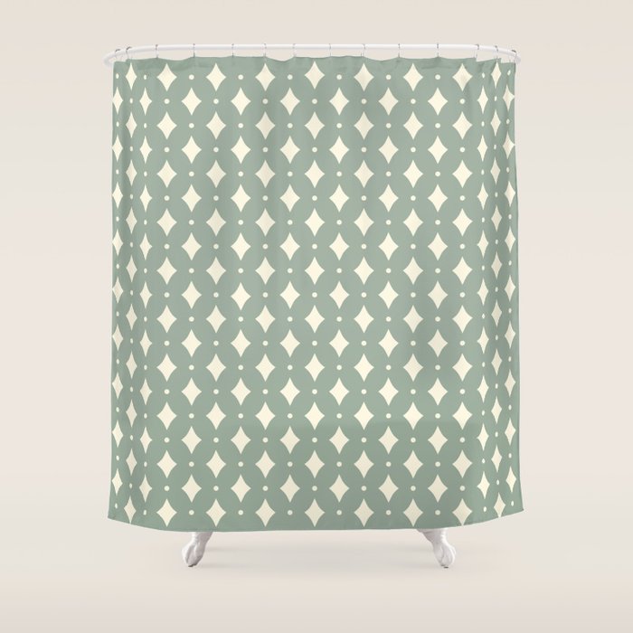 Vintage Stars XIII Sage Green Shower Curtain Gallery Image 1