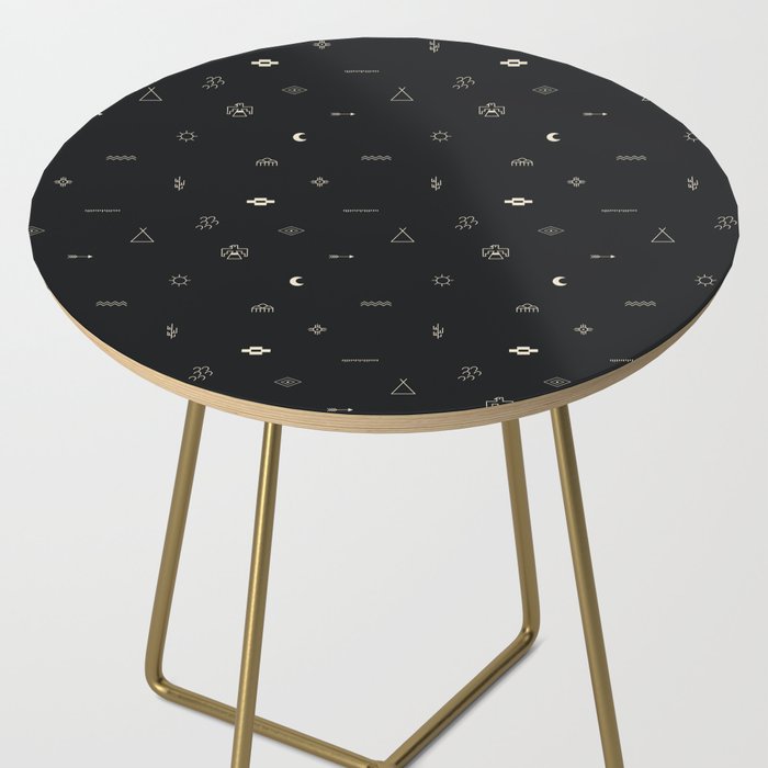 Southwestern Symbolic Pattern in Black & Cream Side Table Gallery Image 2