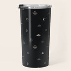 Southwestern Symbolic Pattern in Black & Cream Travel Mug Gallery Image 3