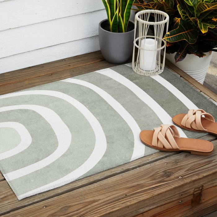 Pastel green rainbow Outdoor Rug Gallery Image 2