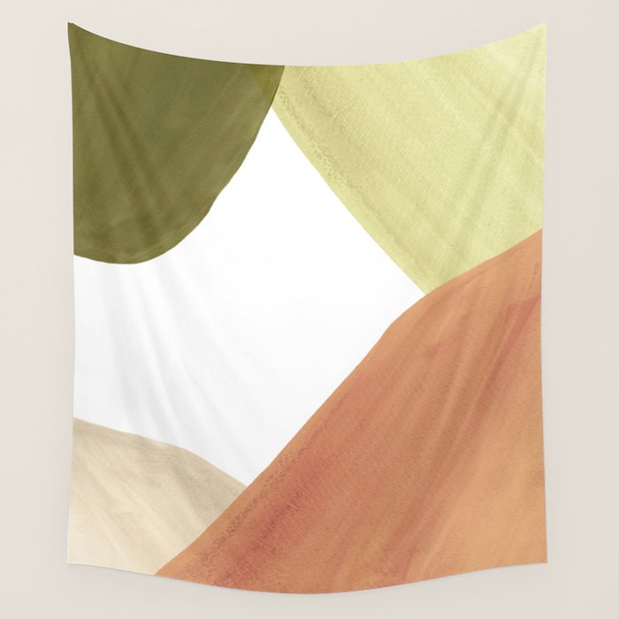 Abstract terracotta and green shapes Wall Tapestry Gallery Image 4