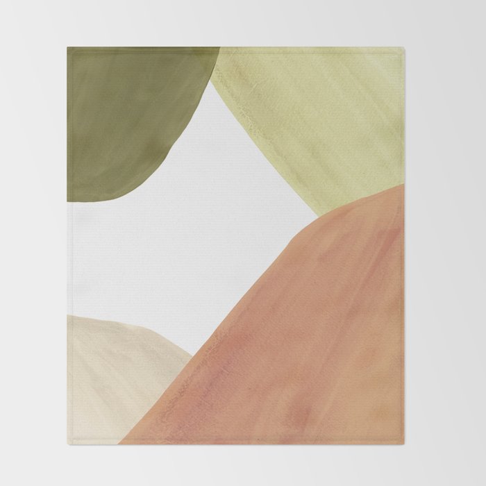 Abstract terracotta and green shapes Throw Blanket Gallery Image 2