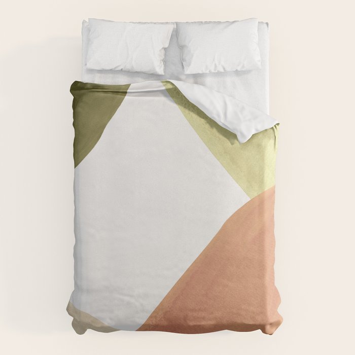 Abstract terracotta and green shapes Duvet Cover Gallery Image 6