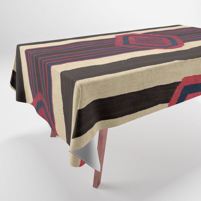 Antique Navajo Black and White Striped Tablecloth Gallery Image 1