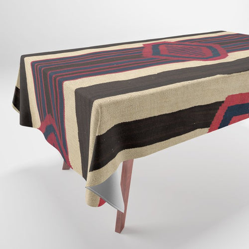 Antique Navajo Black And White Striped Tablecloth Gallery Image 1