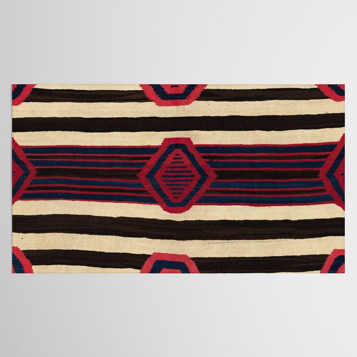 Antique Navajo Black and White Striped Tablecloth Gallery Image 2