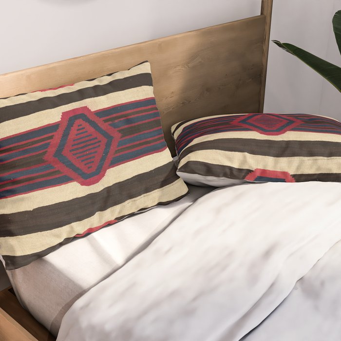 Antique Navajo Black and White Striped Pillow Sham Gallery Image 2