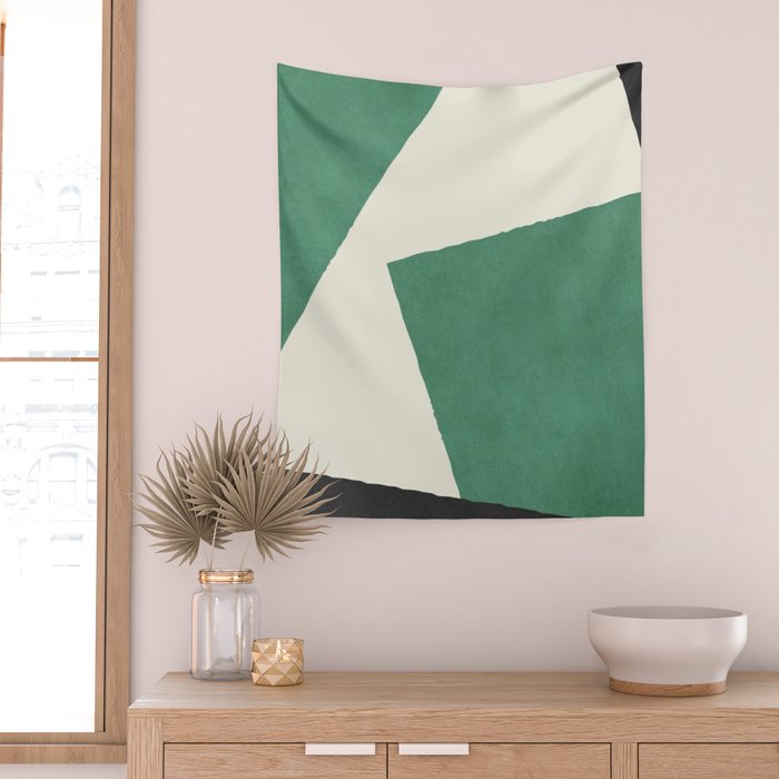 Graphic Edge Shapes - Green Wall Tapestry Gallery Image 2