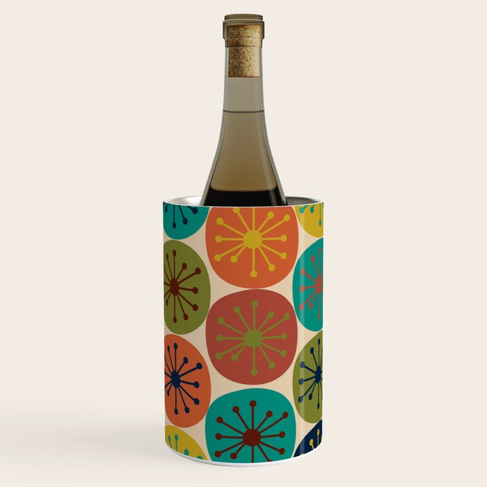 Atomic Dots Pattern in Mid Mod Teal, Orange, Olive, Blue, Mustard, and Beige Wine Chiller Gallery Image 3