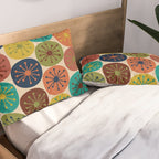 Atomic Dots Pattern in Mid Mod Teal, Orange, Olive, Blue, Mustard, and Beige Pillow Sham Gallery Image 2