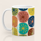Atomic Dots Pattern in Mid Mod Teal, Orange, Olive, Blue, Mustard, and Beige Coffee Mug Gallery Image 3