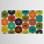 Atomic Dots Pattern in Mid Mod Teal, Orange, Olive, Blue, Mustard, and Beige Tablecloth Gallery Image 2