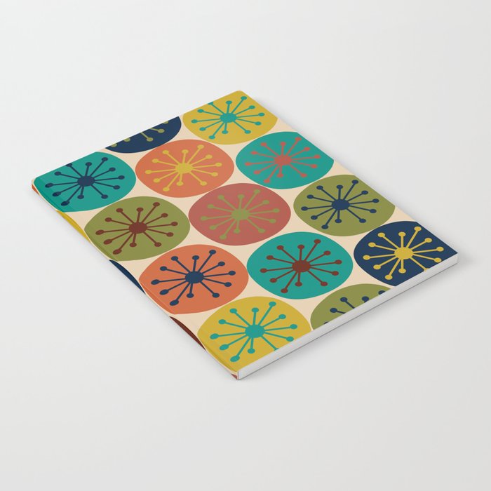 Atomic Dots Pattern in Mid Mod Teal, Orange, Olive, Blue, Mustard, and Beige Notebook Gallery Image 1