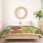 Atomic Dots Pattern in Mid Mod Teal, Orange, Olive, Blue, Mustard, and Beige Duvet Cover Gallery Image 3