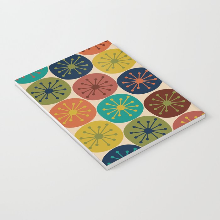 Atomic Dots Pattern in Mid Mod Teal, Orange, Olive, Blue, Mustard, and Beige Notebook Gallery Image 3