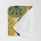 Atomic Dots Pattern in Mid Mod Teal, Orange, Olive, Blue, Mustard, and Beige Throw Blanket Gallery Image 3