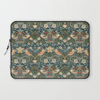 William Morris Vintage Strawberry Thief Green Indigo Thyme Laptop Sleeve Gallery Image 1