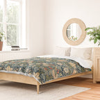 William Morris Vintage Strawberry Thief Green Indigo Thyme Duvet Cover Gallery Image 2