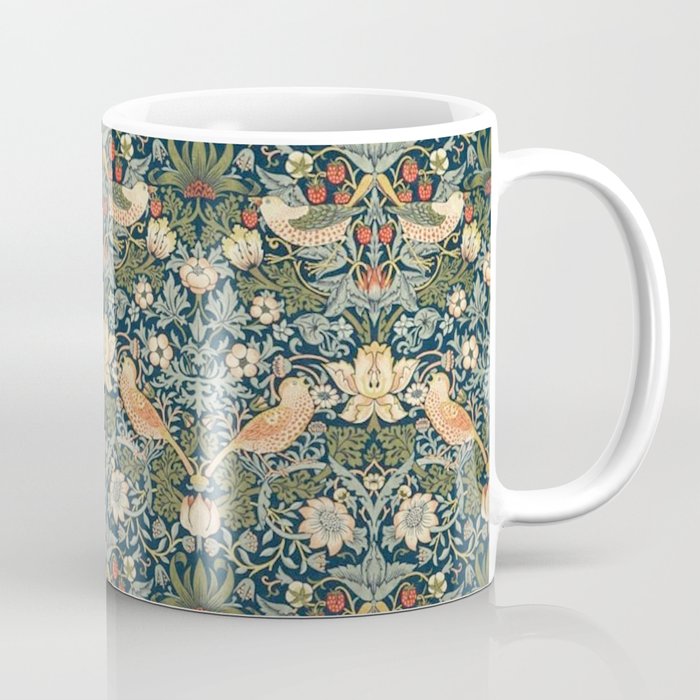William Morris Vintage Strawberry Thief Green Indigo Thyme Coffee Mug Gallery Image 1