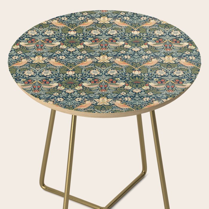 William Morris Vintage Strawberry Thief Green Indigo Thyme Side Table Gallery Image 2
