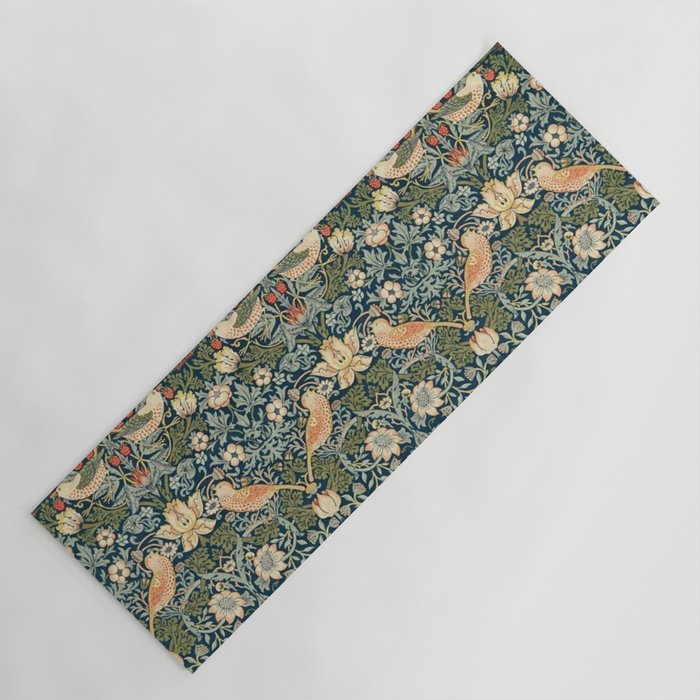 William Morris Vintage Strawberry Thief Green Indigo Thyme Yoga Mat Gallery Image 1