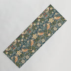 William Morris Vintage Strawberry Thief Green Indigo Thyme Yoga Mat Gallery Image 1